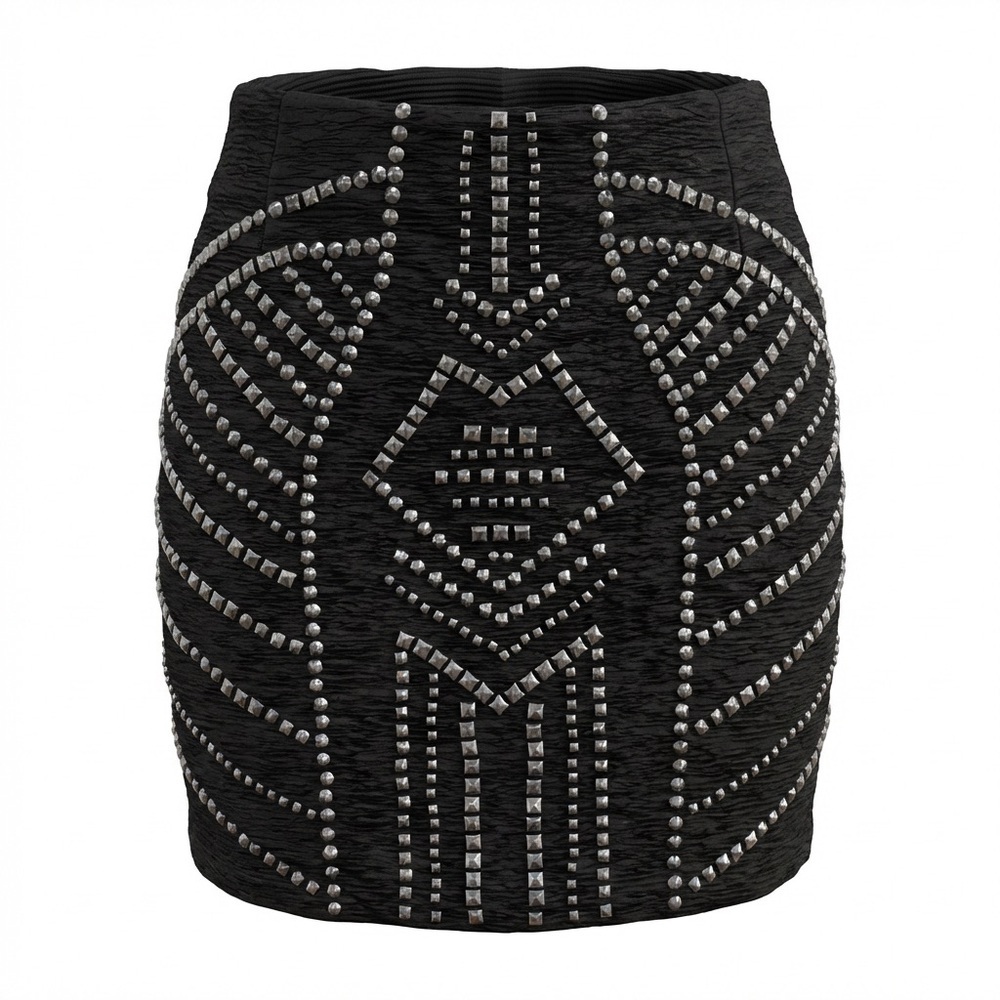 Guess Black and Silver Studded Mini Skirt Size 10